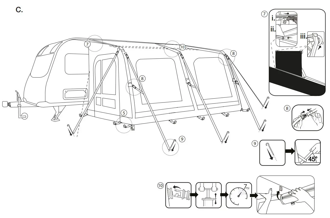 Vango AWSBALLSH000004 Balletto Air 260 Elements Shield Caravan Awning Instruction Manual - Balletto Pitching