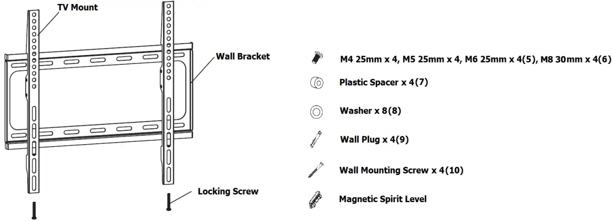 avsl SF201 Fixed TV Wall Brackets-FIG2