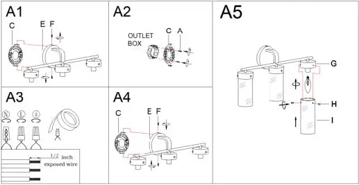 ZEVNI A04767W3 Conny 21.5-in 3-Light Black-Brass Modern-Contemporary Vanity Light-03