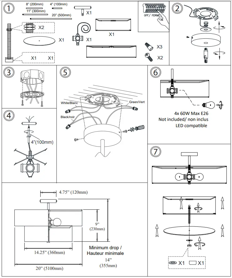Dainolite 571-224P-SC-WH 20 Inch LED Pendant Light 2
