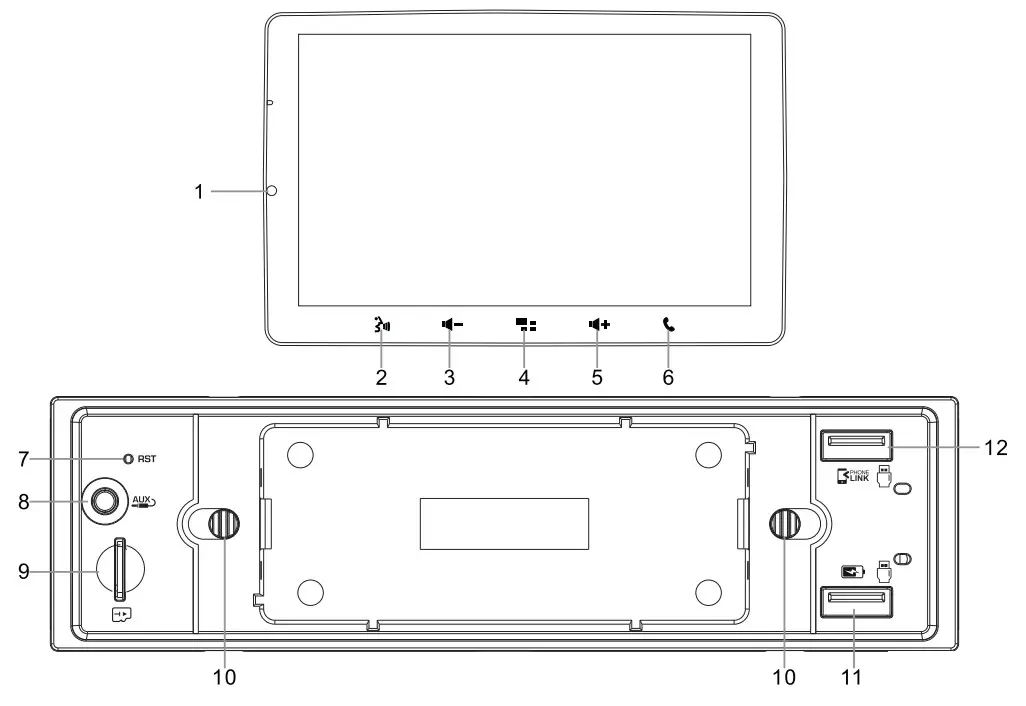 VORDON HT-945 Radio 1DIN Android Auto - diagram 1