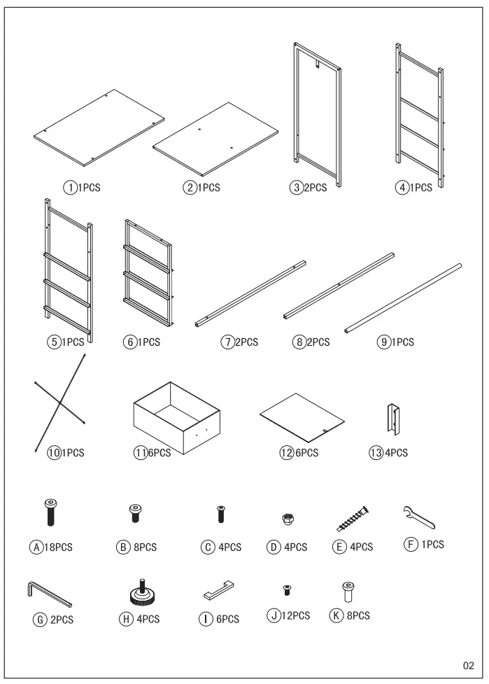 FRAPOW 2000100035 6 Drawers with Standing Closet Organizer - Fig 1