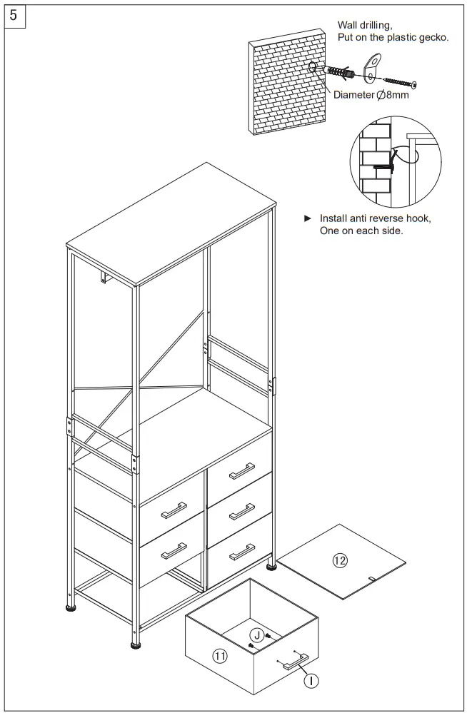 FRAPOW 2000100035 6 Drawers with Standing Closet Organizer - Fig 4