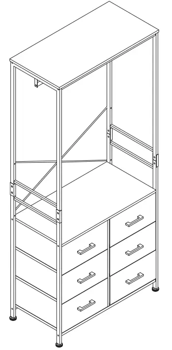 FRAPOW 2000100035 6 Drawers with Standing Closet Organizer