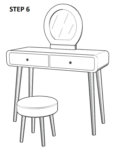 JAXPETY HG61A0869 Rustic Country 2-Drawer Wood Makeup Vanity Set - PRODUCT ASSEMBLY 4