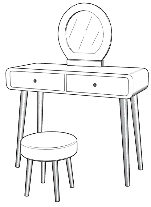 JAXPETY HG61A0869 Rustic Country 2-Drawer Wood Makeup Vanity Set