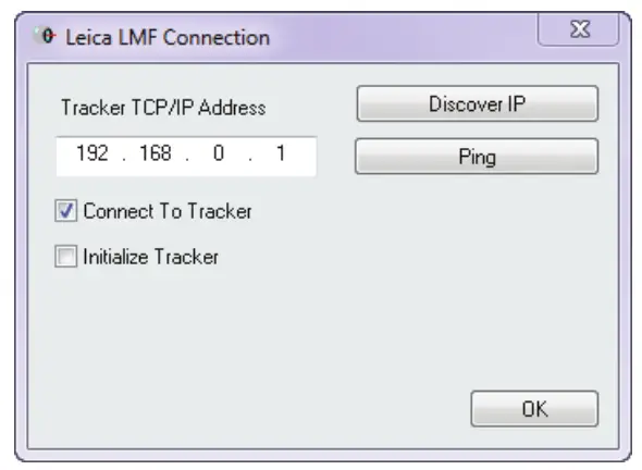 Leica AT960 Measuring With Laser Trackers - connection window.