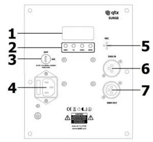 qtx 151 597UK Derby Laser UV Strobe Effect - Rear panel
