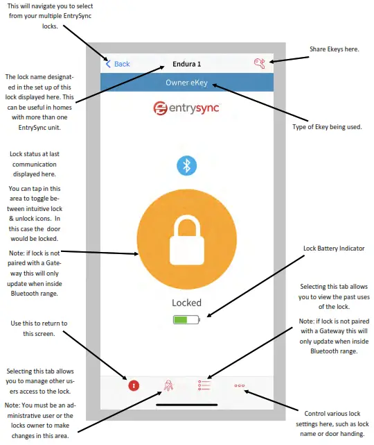 ENDURA ESYNC1 Residential Electronic Lock with BT - Screen
