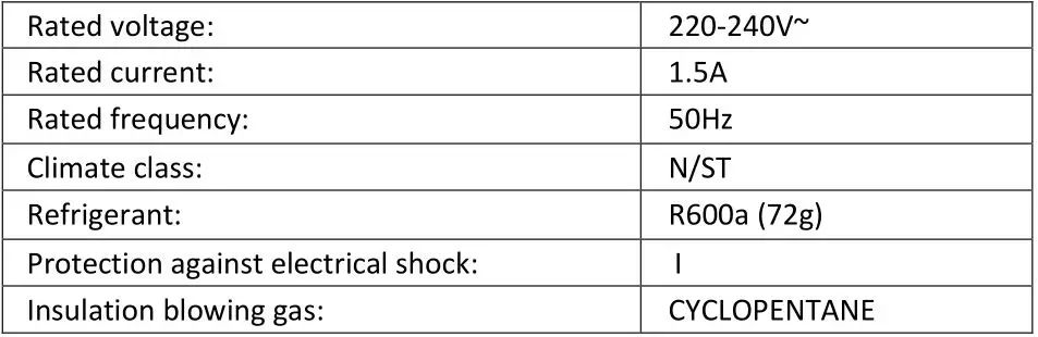 GERATEK Windsor GT3010W Chest Freezer - TECHNICAL SPECIFICATIONS