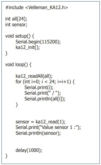 velleman Analog Input Extension Shield - The code