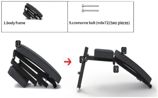 COSTWAY FH10014 Weight Bench - The Installation Diagram Step 2