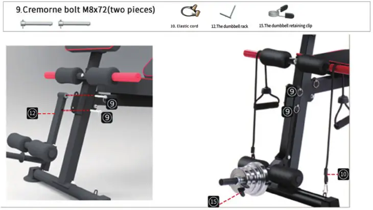 COSTWAY FH10014 Weight Bench - The Installation Diagram Step 8