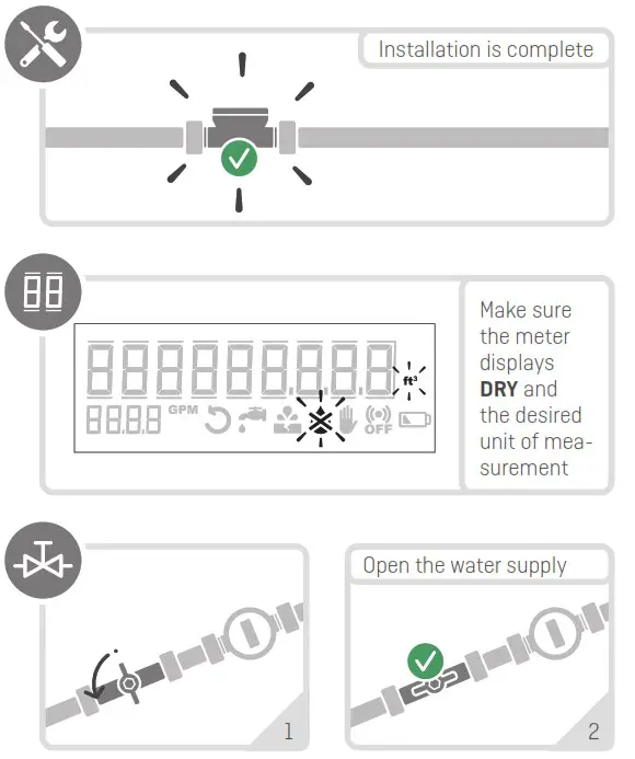 Kamstrup KWMX220 flow smart water meter device - Check the installation