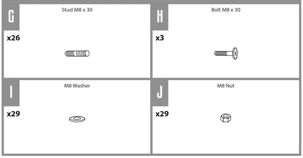 Patio Premier 3pc Bistro Set - Hardware Contents