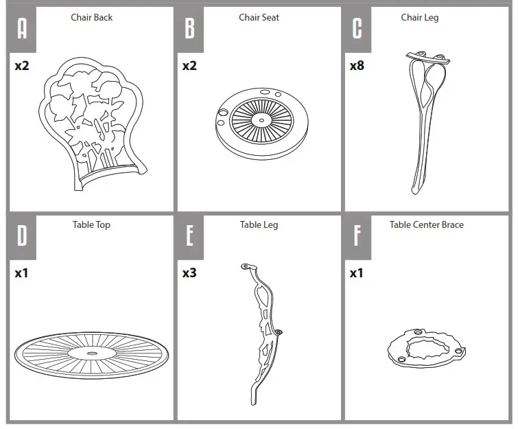 Patio Premier 3pc Bistro Set - Package Contents