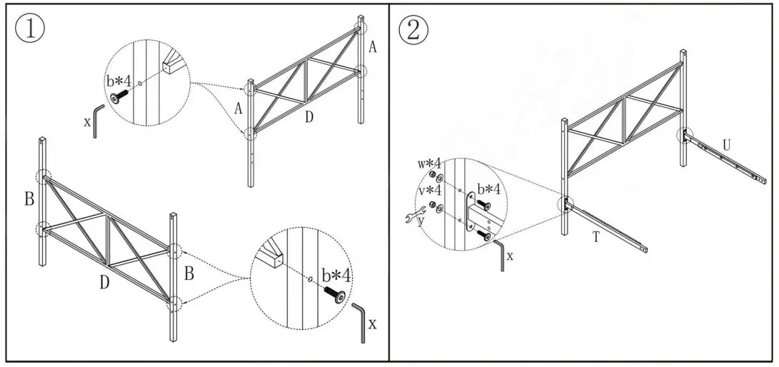The Home Depot S-715F-WH White Full Metal Canopy Bed Frame - Figure 1,2