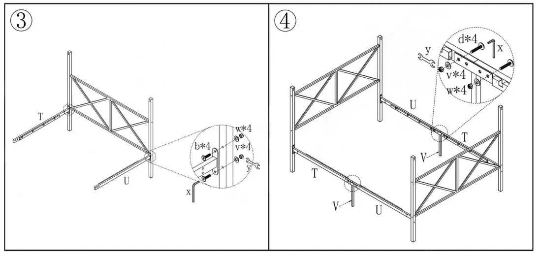 The Home Depot S-715F-WH White Full Metal Canopy Bed Frame - Figure 3,4