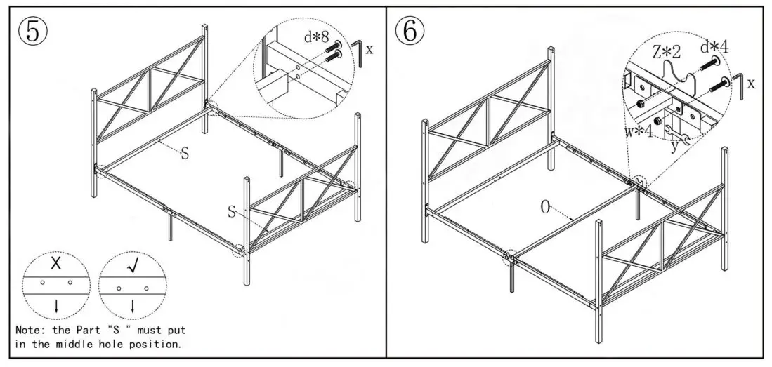 The Home Depot S-715F-WH White Full Metal Canopy Bed Frame - Figure 5,6