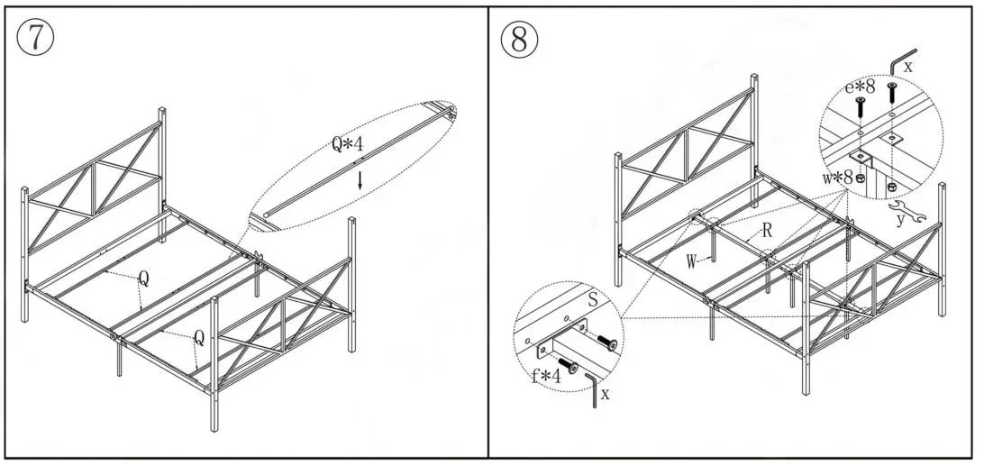 The Home Depot S-715F-WH White Full Metal Canopy Bed Frame - Figure 7,8