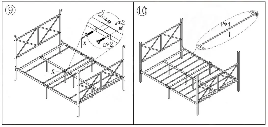 The Home Depot S-715F-WH White Full Metal Canopy Bed Frame - Figure 9,10