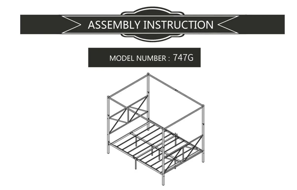 The Home Depot S-715F-WH White Full Metal Canopy Bed Frame User Manual