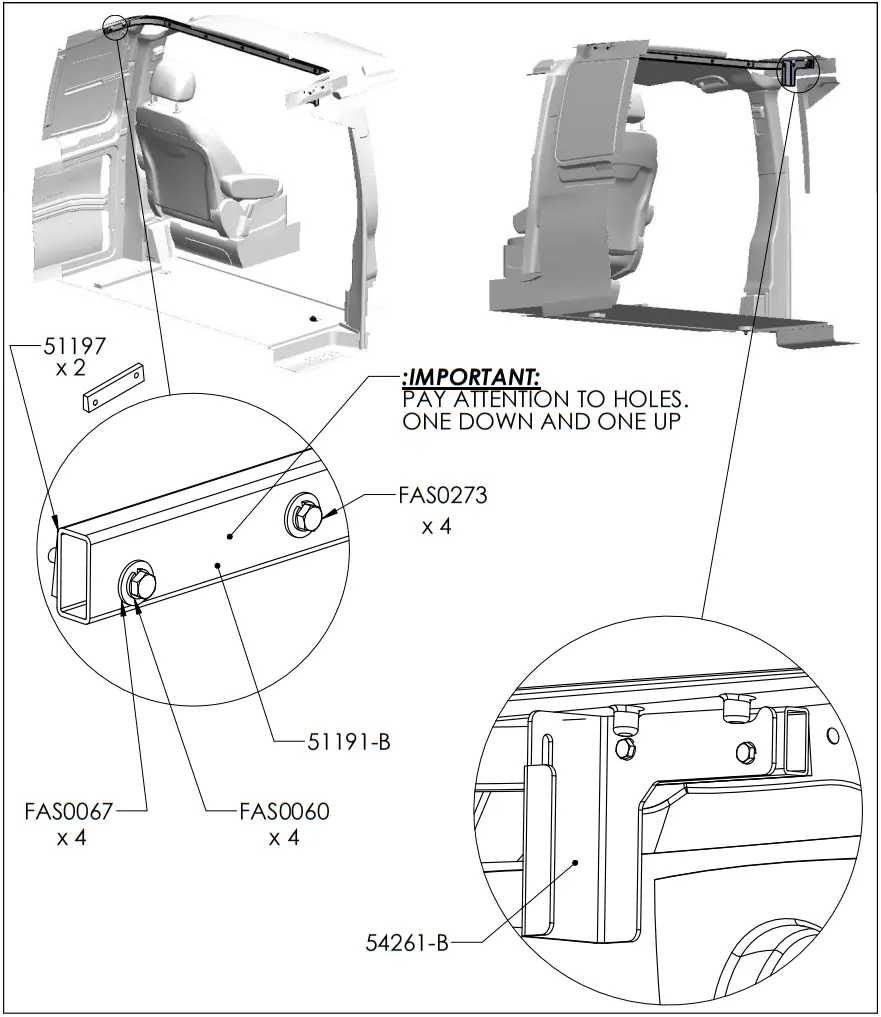 ADRIAN STEEL PARMM 70 Lbs Mercedes Metris Partition Step 01