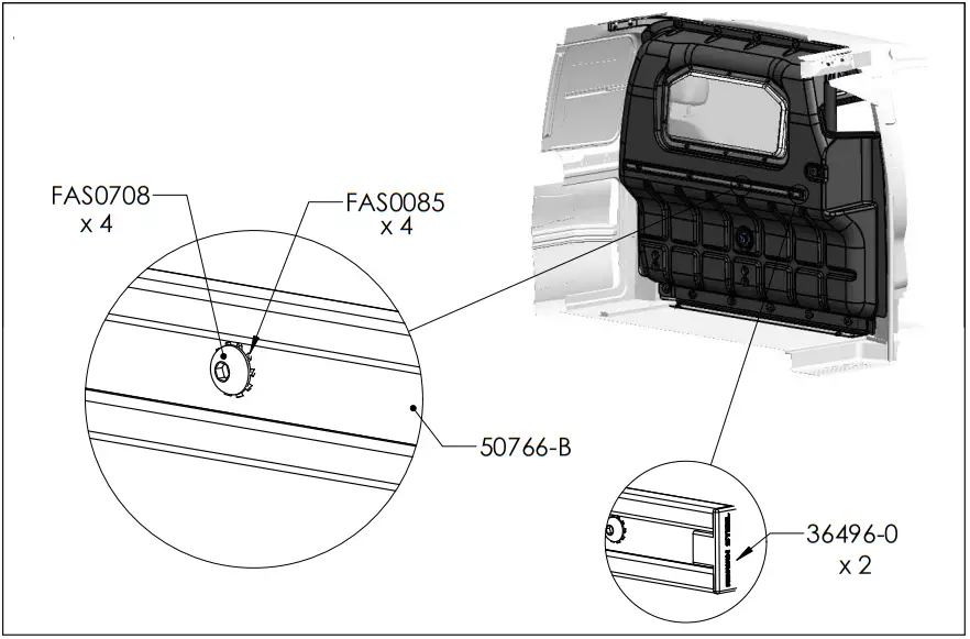 ADRIAN STEEL PARMM 70 Lbs Mercedes Metris Partition Step 10