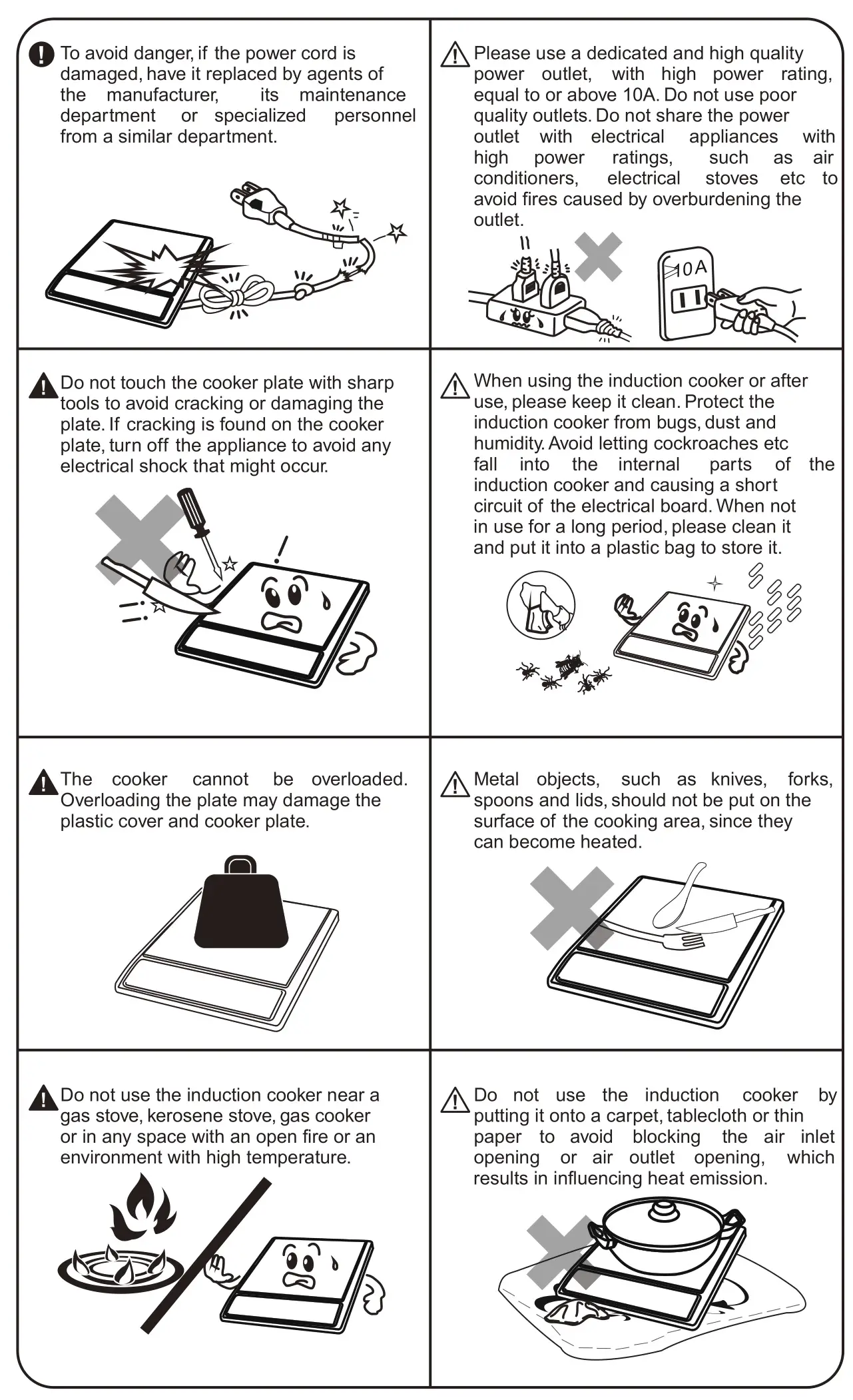 Midea SKY1914 Induction Cooker - SAFETY INSTRUCTIONS 3