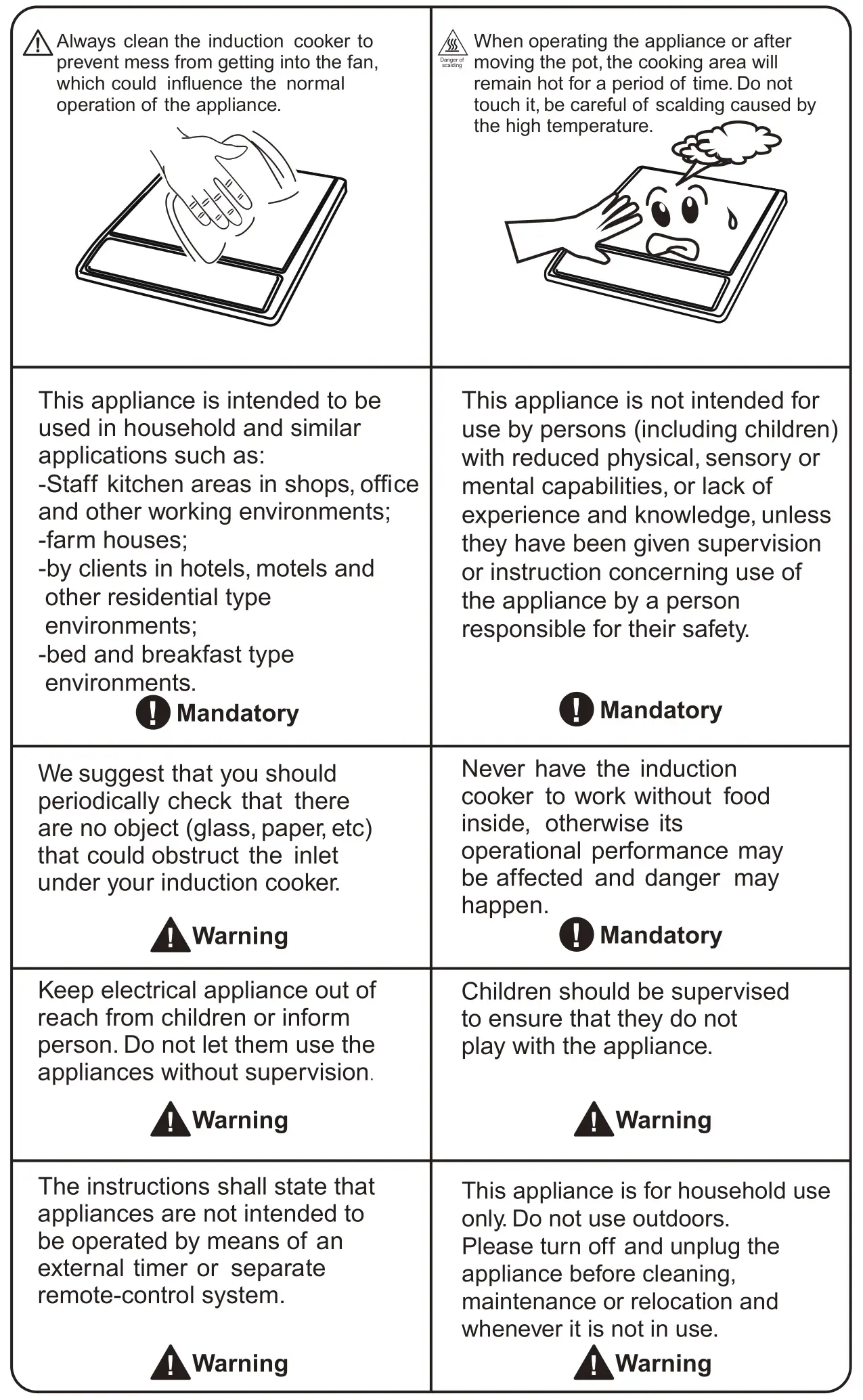 Midea SKY1914 Induction Cooker - SAFETY INSTRUCTIONS 4