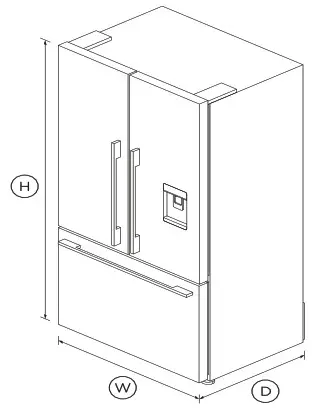 FISHER PAYKEL RF201ADUSB5 36 Inch Freestanding French Door Refrigerator Freezer - DIMENSIONS