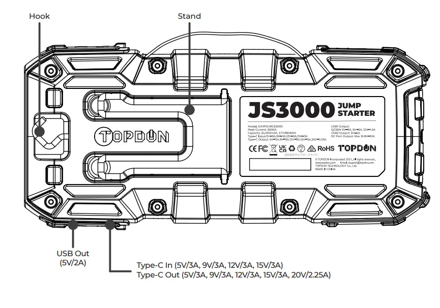 TOPDON-JS3000-JumpSurge 3000-Jump-Starter-fig2