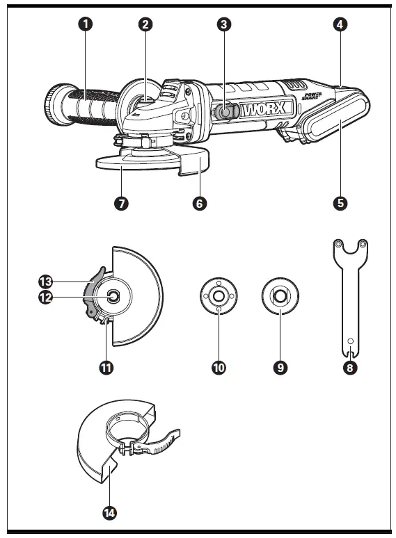 WORX WX803.X Battery Angle Grinder fig (1)