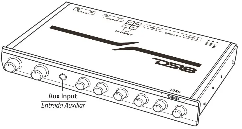 DS18 EQX5 5-Band Stereo Equalizer - REAR PANEL CONNECTIONS