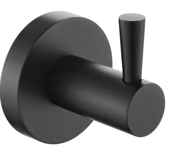 BRISTAN RED-HOOK Black Round Single Robe Hook ROAD HOOK BLACK