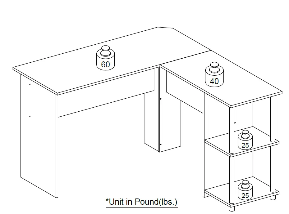 Furinno 21340 L-Shape Stainless Steel Computer Desk 1