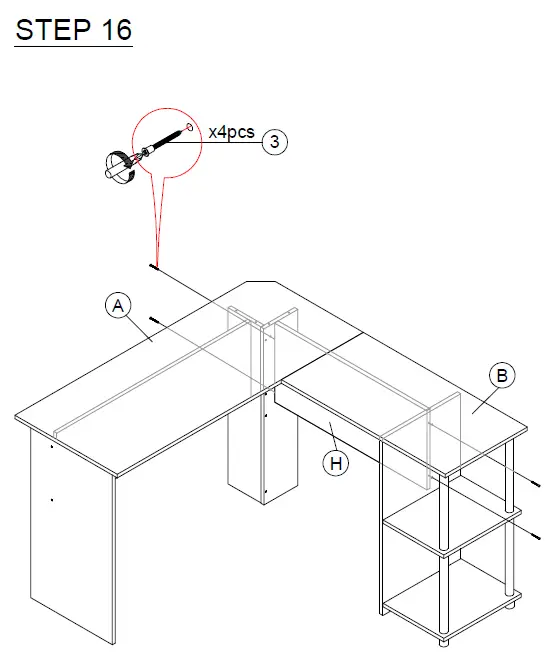 Furinno 21340 L-Shape Stainless Steel Computer Desk 11