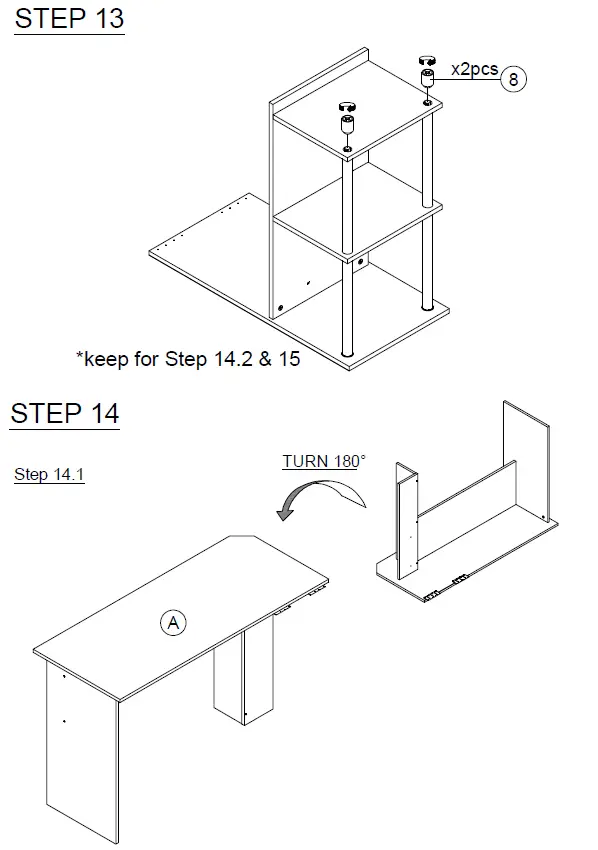 Furinno 21340 L-Shape Stainless Steel Computer Desk 9