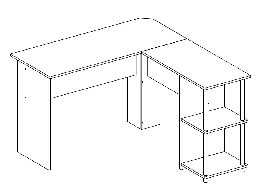Furinno 21340 L-Shape Stainless Steel Computer Desk