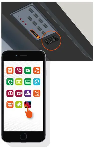 Fire eControl App - locate the master on/off switch & open the Fire eControl App