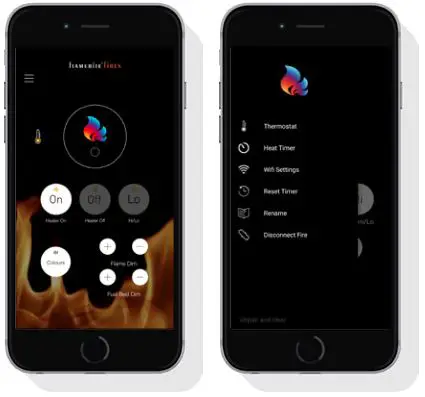 Fire eControl App - The fire app control screen