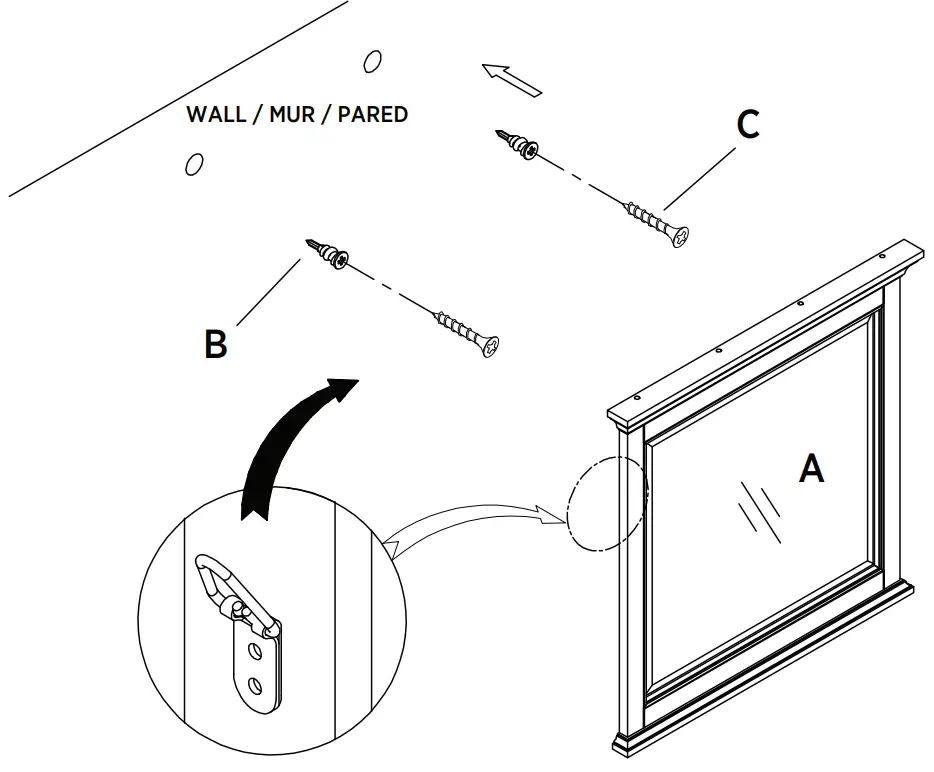 CRAFT CRAFT BANM3232 Brantley 32-in W x 32-in H Walnut Square Framed Bathroom Vanity - fig 4