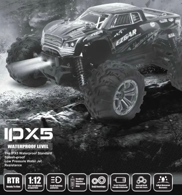 BEZGAR IPX5 Waterproof RC Car - Ocver