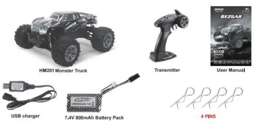 BEZGAR IPX5 Waterproof RC Car - product Configuration
