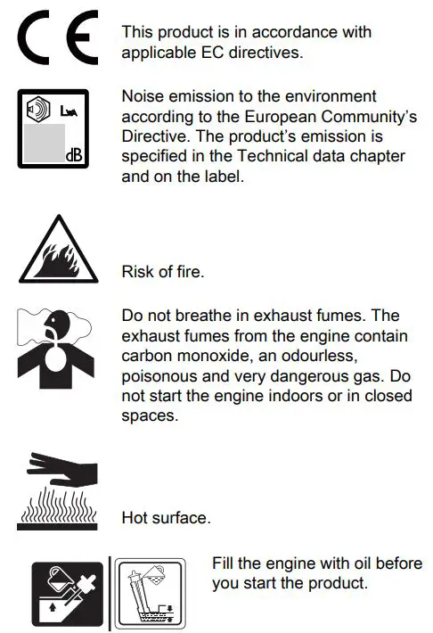 Husqvarna LC 151 Petrol Lawn Mower User Manual - Symbols on the product