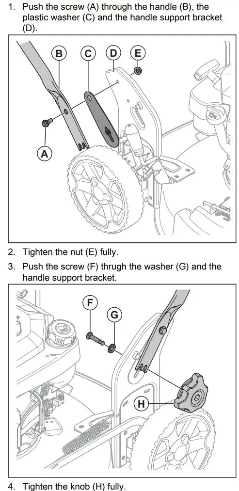 Husqvarna LC 151 Petrol Lawn Mower User Manual - To assemble the handle