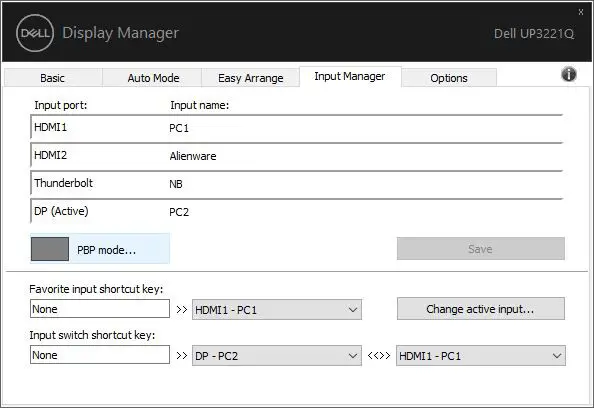 Dell 32 Monitor UP3221Q User Guide- Overview- Click the PBP mode selection