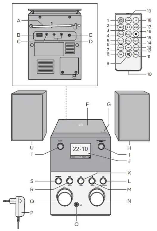 DENVER MDA-260 Audio System Bluetooth Remote Control - COMPONENTS