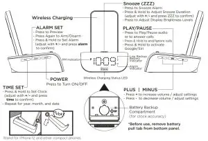 iHOME IBTW20B Compact Bluetooth Bedside Alarm Clock with Upright Wireless and USB Charging