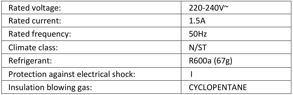 GERATEK Oshawa GT2510W Chest Freezer - TECHNICAL SPECIFICATIONS